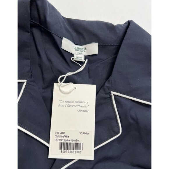 Le Bristol Society Bruce Signature Pajama Trousers in Navy Blue White - Picture 8 of 8